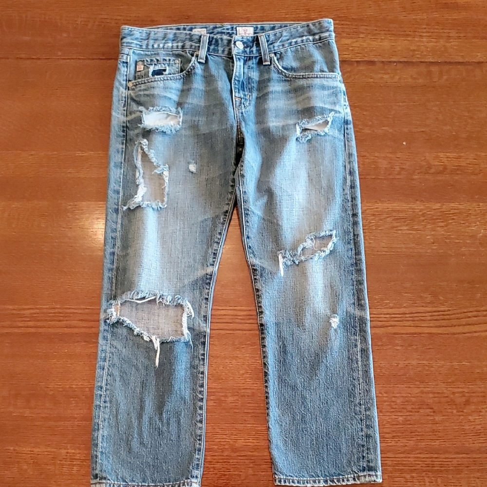 AG Adriano Goldschmied Distressed Ex-Boyfriend Crop Jeans